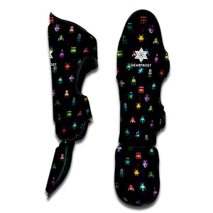 Pixel UFO Aliens Pattern Print Muay Thai Shin Guard