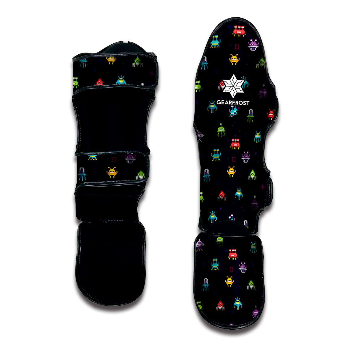 Pixel UFO Aliens Pattern Print Muay Thai Shin Guard