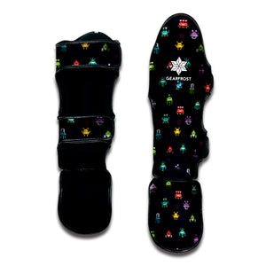 Pixel UFO Aliens Pattern Print Muay Thai Shin Guard