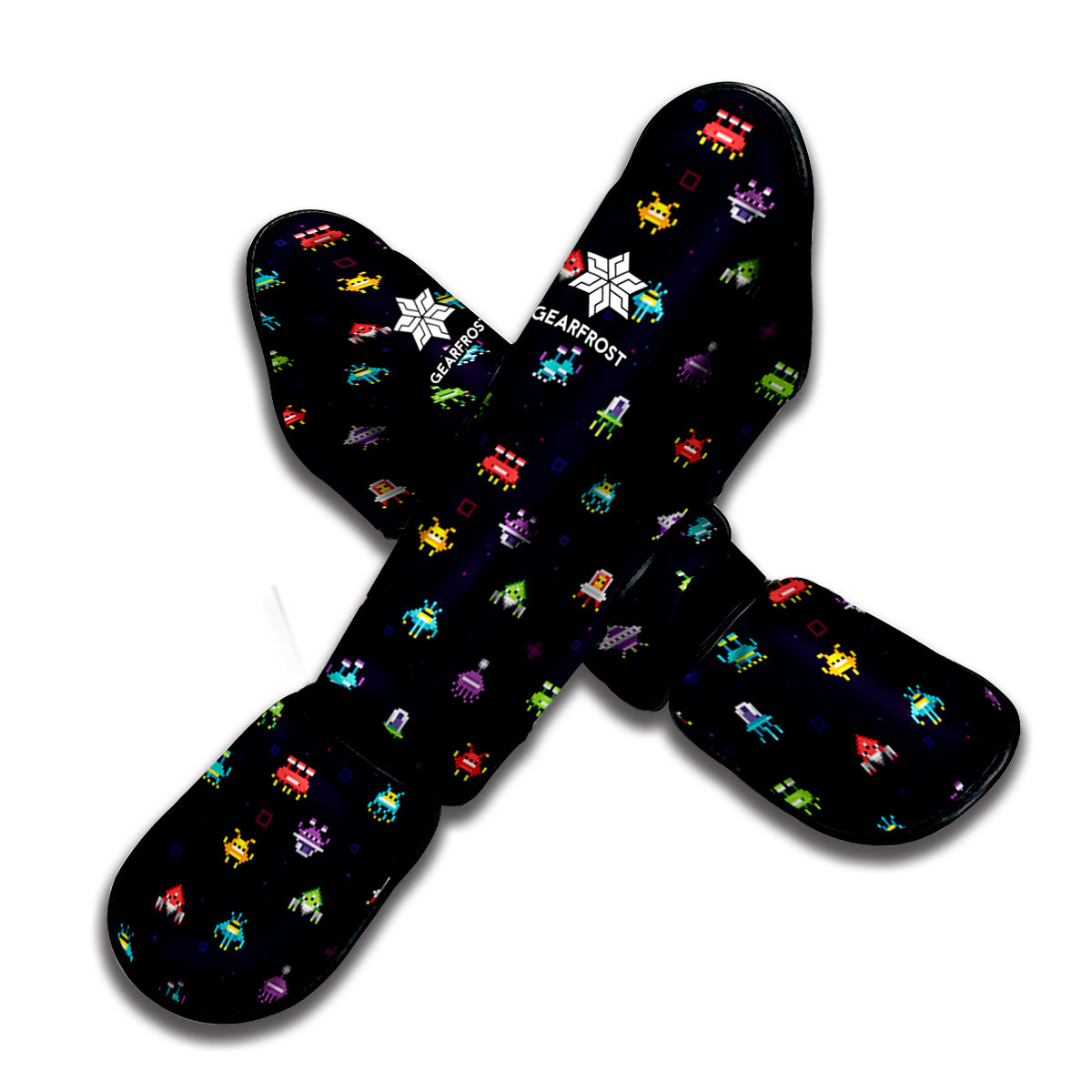 Pixel UFO Aliens Pattern Print Muay Thai Shin Guard