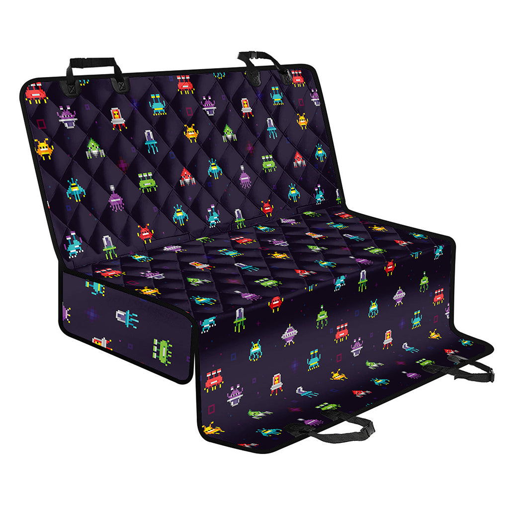 Pixel UFO Aliens Pattern Print Pet Car Back Seat Cover