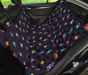 Pixel UFO Aliens Pattern Print Pet Car Back Seat Cover