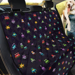 Pixel UFO Aliens Pattern Print Pet Car Back Seat Cover