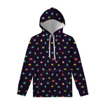 Pixel UFO Aliens Pattern Print Pullover Hoodie