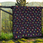 Pixel UFO Aliens Pattern Print Quilt