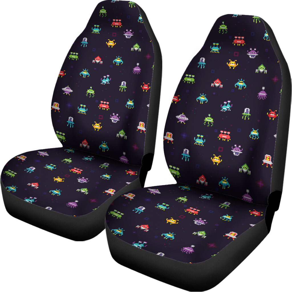 Pixel UFO Aliens Pattern Print Universal Fit Car Seat Covers