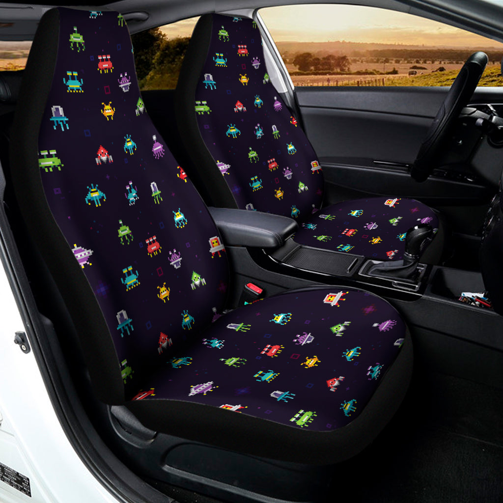 Pixel UFO Aliens Pattern Print Universal Fit Car Seat Covers