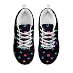 Pixel UFO Aliens Pattern Print White Sneakers