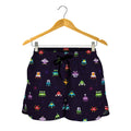 Pixel UFO Aliens Pattern Print Women's Shorts