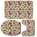 Pixel Vegetables Pattern Print 3 Piece Bath Mat Set
