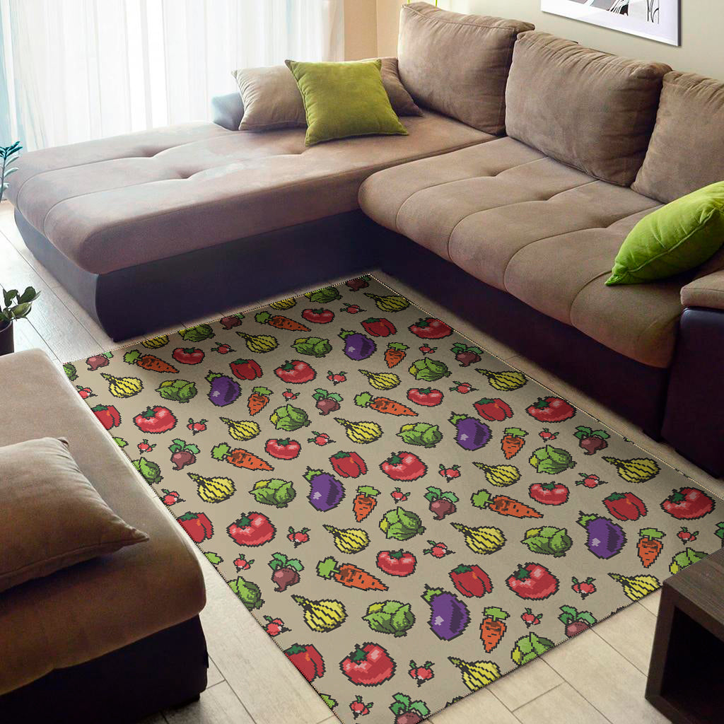 Pixel Vegetables Pattern Print Area Rug