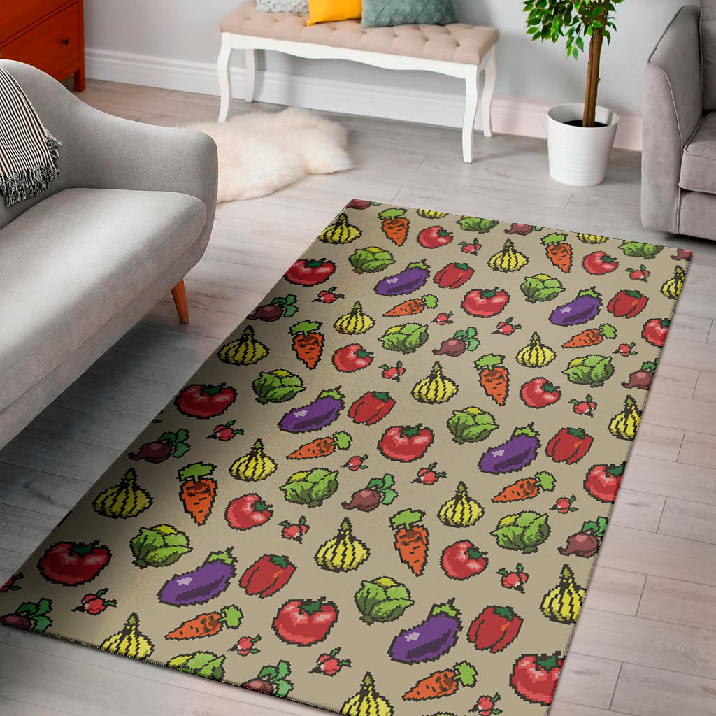 Pixel Vegetables Pattern Print Area Rug