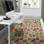 Pixel Vegetables Pattern Print Area Rug