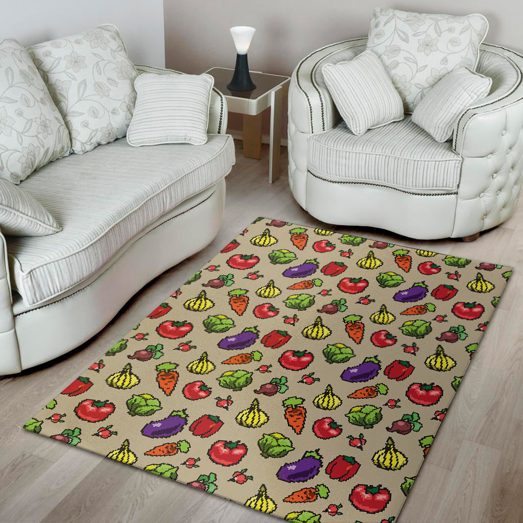 Pixel Vegetables Pattern Print Area Rug