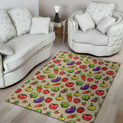 Pixel Vegetables Pattern Print Area Rug
