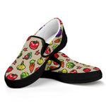 Pixel Vegetables Pattern Print Black Slip On Shoes