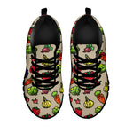 Pixel Vegetables Pattern Print Black Sneakers