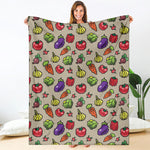 Pixel Vegetables Pattern Print Blanket