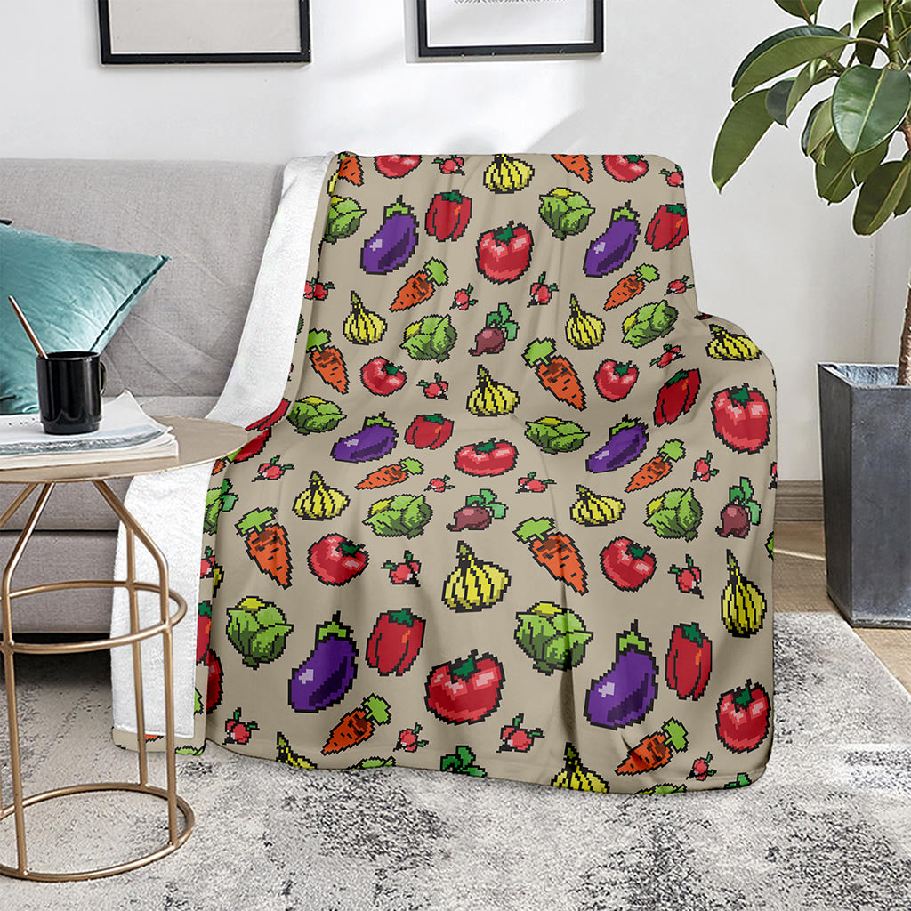 Pixel Vegetables Pattern Print Blanket