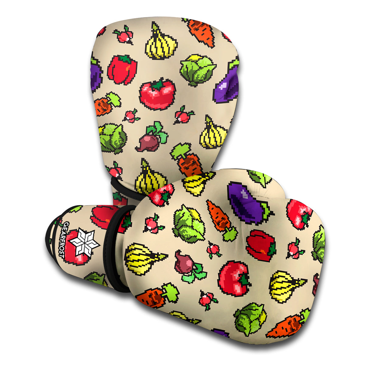 Pixel Vegetables Pattern Print Boxing Gloves