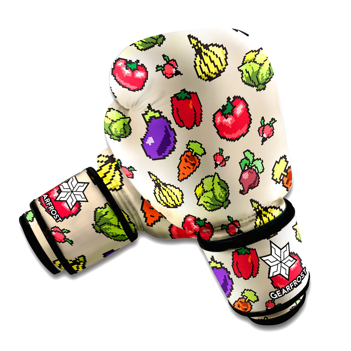 Pixel Vegetables Pattern Print Boxing Gloves