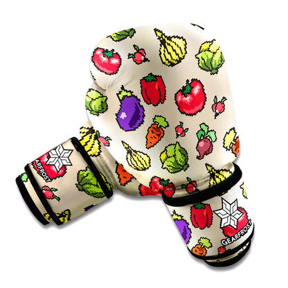 Pixel Vegetables Pattern Print Boxing Gloves