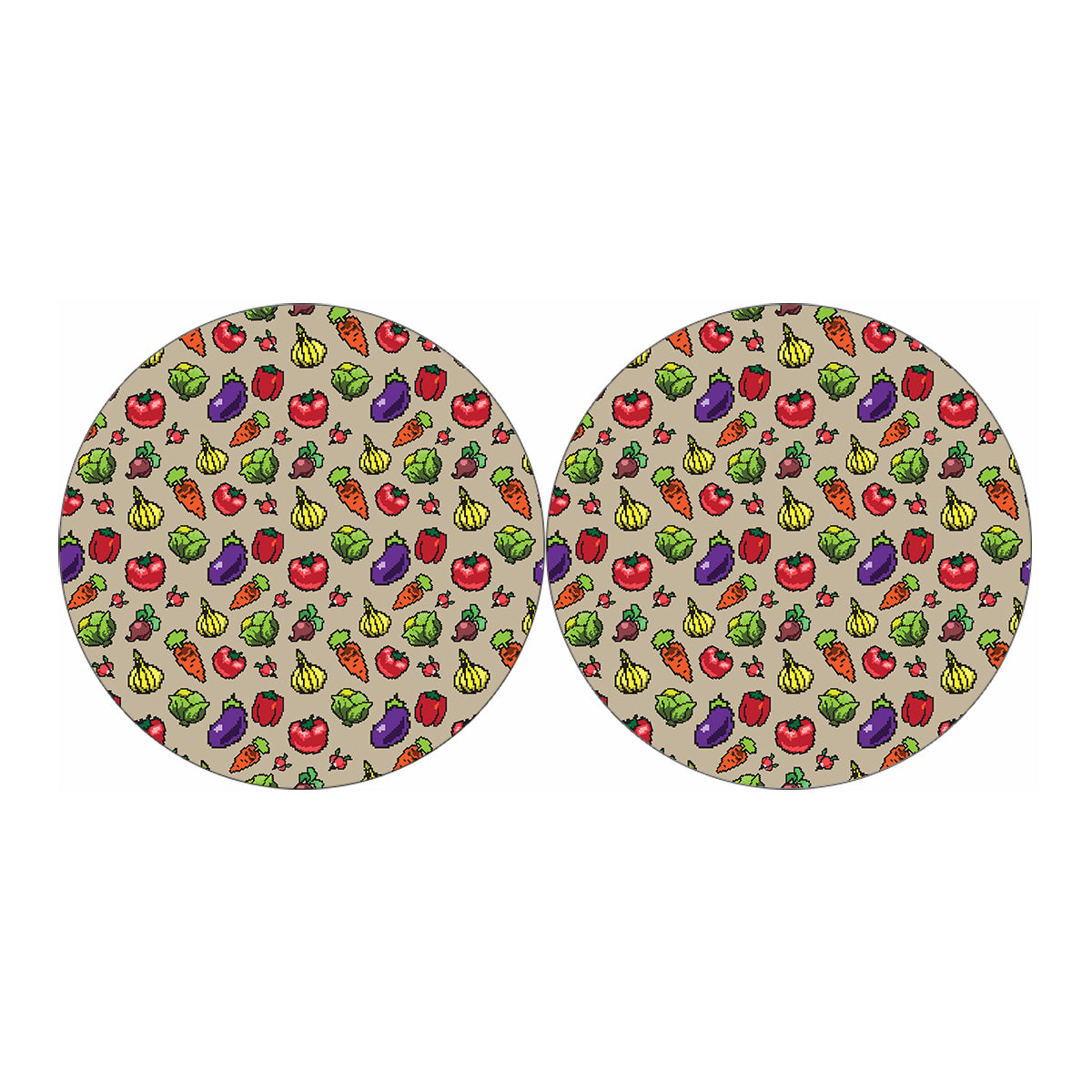 Pixel Vegetables Pattern Print Car Coasters