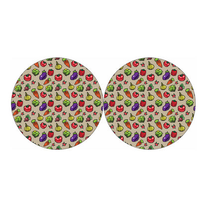 Pixel Vegetables Pattern Print Car Coasters