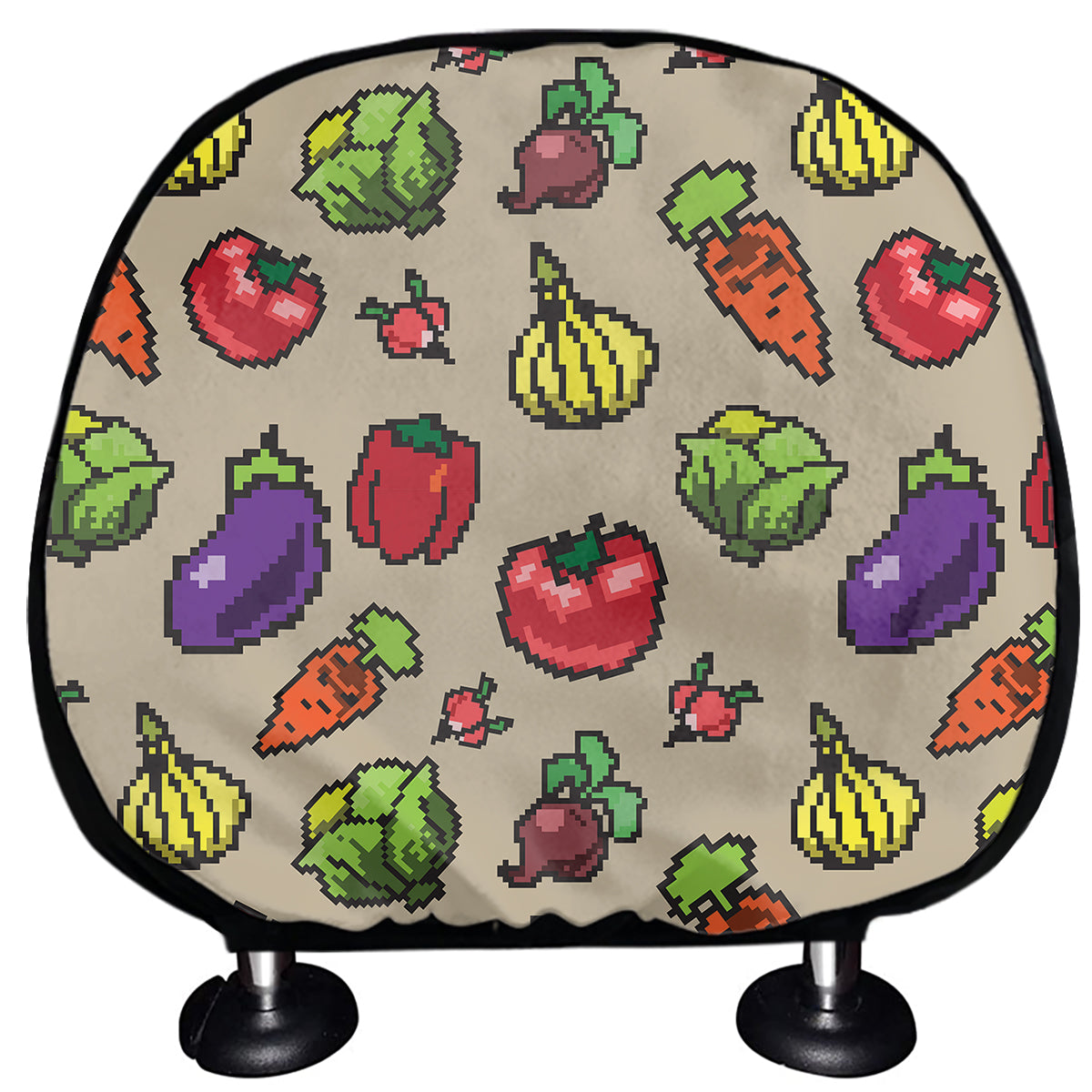 Pixel Vegetables Pattern Print Car Headrest Covers