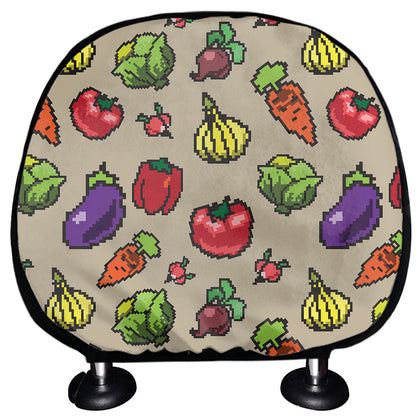 Pixel Vegetables Pattern Print Car Headrest Covers