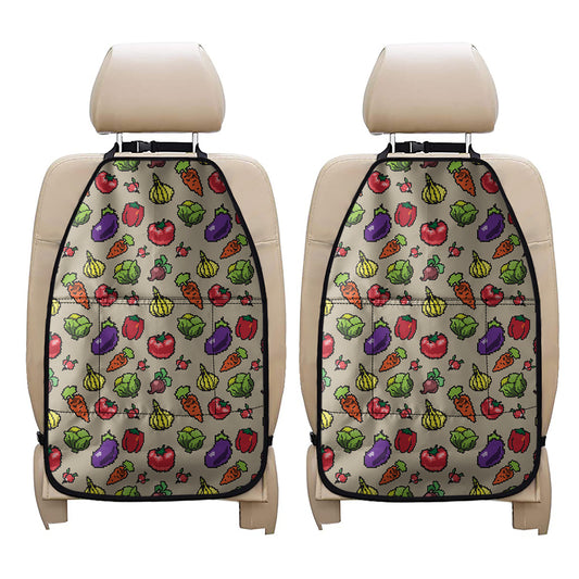 Pixel Vegetables Pattern Print Car Seat Organizers