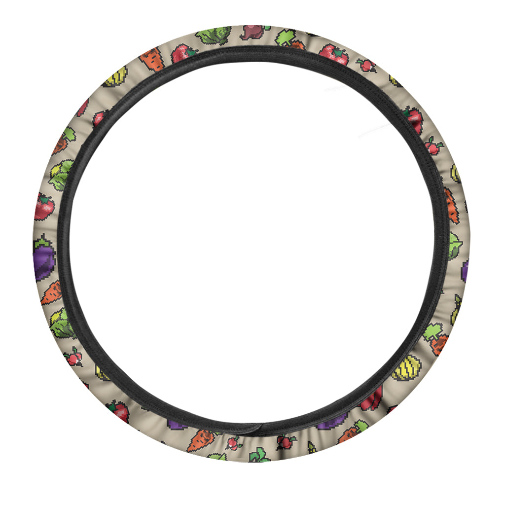 Pixel Vegetables Pattern Print Car Steering Wheel Cover