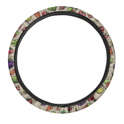 Pixel Vegetables Pattern Print Car Steering Wheel Cover
