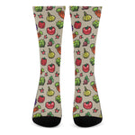 Pixel Vegetables Pattern Print Crew Socks