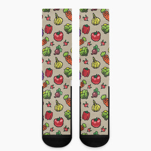 Pixel Vegetables Pattern Print Crew Socks