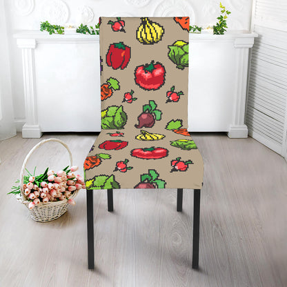 Pixel Vegetables Pattern Print Dining Chair Slipcover