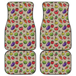 Pixel Vegetables Pattern Print Front and Back Car Floor Mats