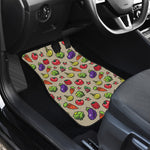 Pixel Vegetables Pattern Print Front and Back Car Floor Mats