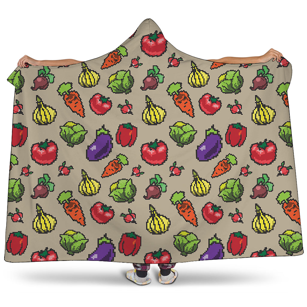 Pixel Vegetables Pattern Print Hooded Blanket