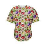 Pixel Vegetables Pattern Print Men's Baseball Jersey