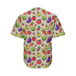 Pixel Vegetables Pattern Print Men's Baseball Jersey