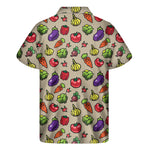 Pixel Vegetables Pattern Print Men's Short Sleeve Shirt