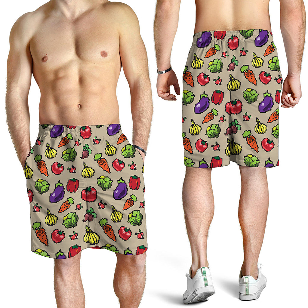 Pixel Vegetables Pattern Print Men's Shorts