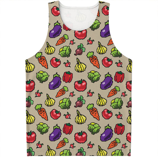 Pixel Vegetables Pattern Print Men's Tank Top