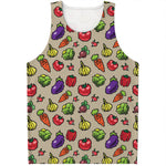 Pixel Vegetables Pattern Print Men's Tank Top