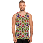 Pixel Vegetables Pattern Print Men's Tank Top