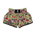 Pixel Vegetables Pattern Print Muay Thai Boxing Shorts