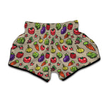 Pixel Vegetables Pattern Print Muay Thai Boxing Shorts