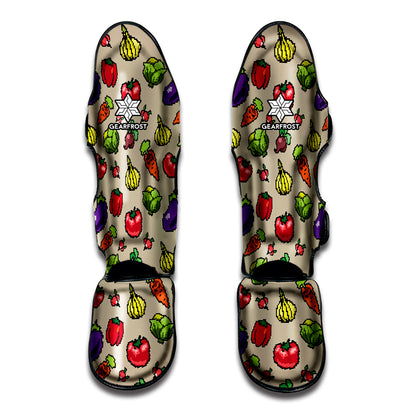 Pixel Vegetables Pattern Print Muay Thai Shin Guard