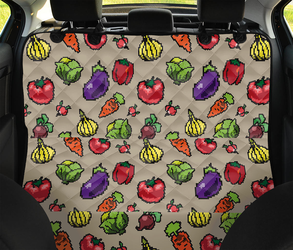 Pixel Vegetables Pattern Print Pet Car Back Seat Cover